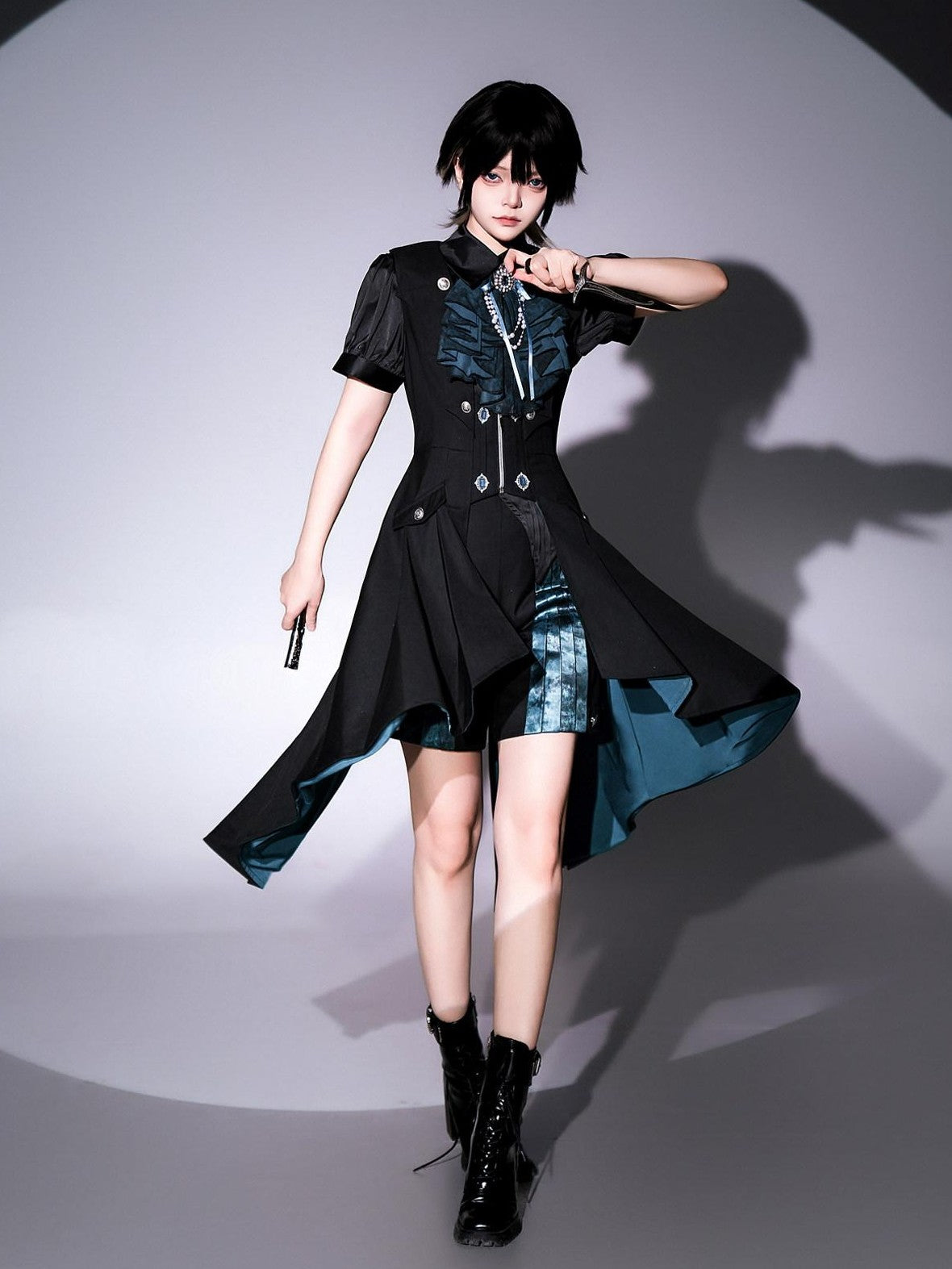 Jing Mu Gothic Lolita Prince Tailcoat Vest Shirt Shorts Women's Full Coordination Sets