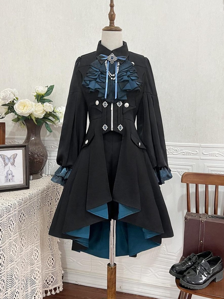 Jing Mu Gothic Lolita Prince Tailcoat Vest Shirt Shorts Women's Full Coordination Sets