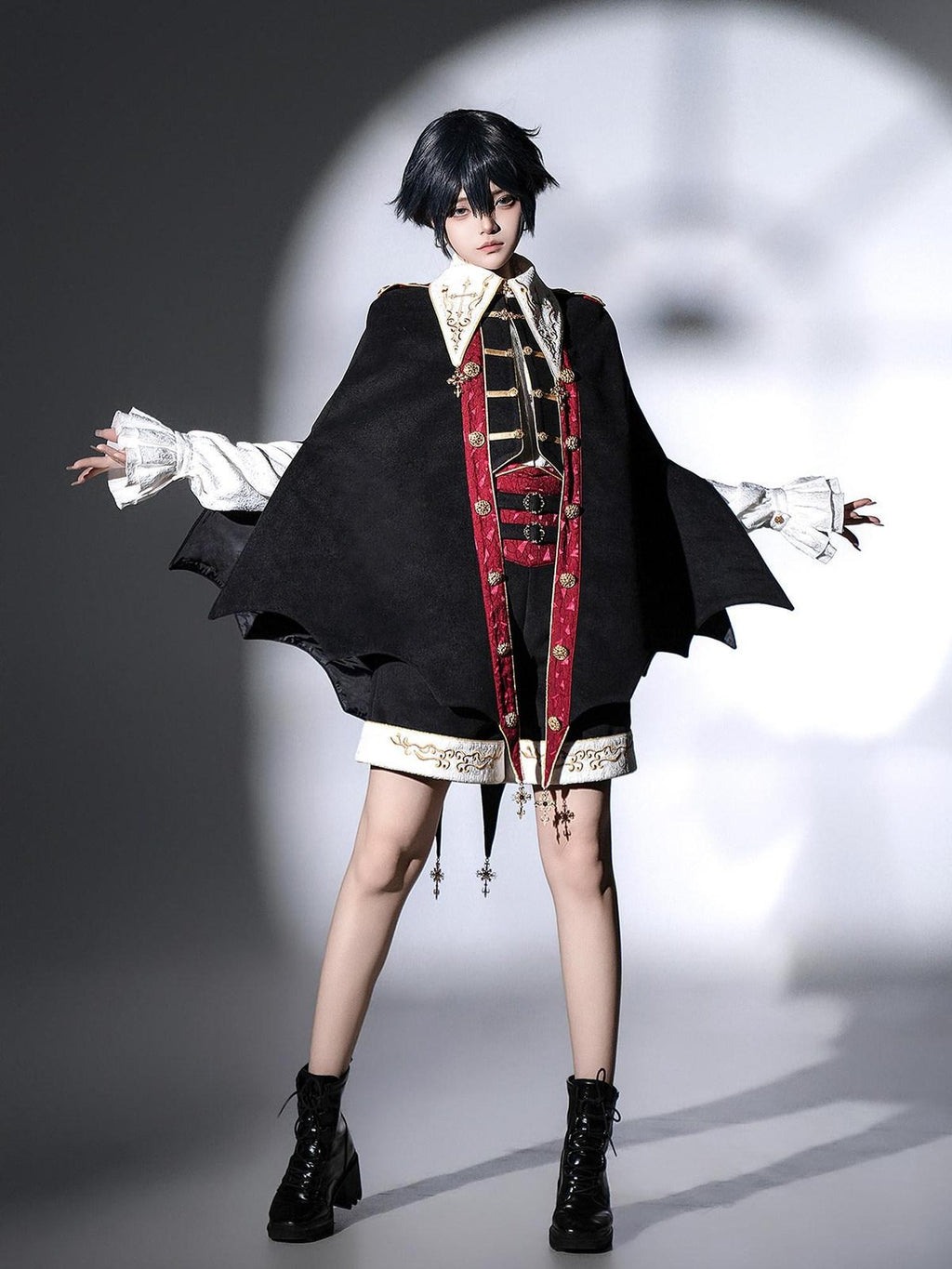 Jing Mu Gothic Lolita Vampire Prince Cape Shirt Shorts Women's Full Coordination Sets