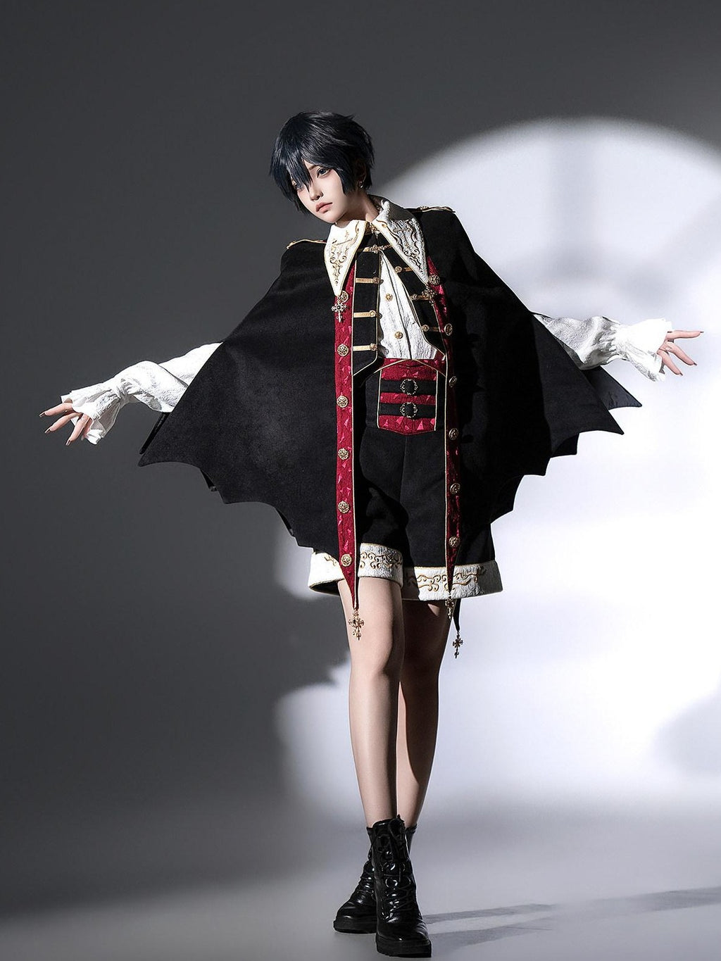 Jing Mu Gothic Lolita Vampire Prince Cape Shirt Shorts Women's Full Coordination Sets