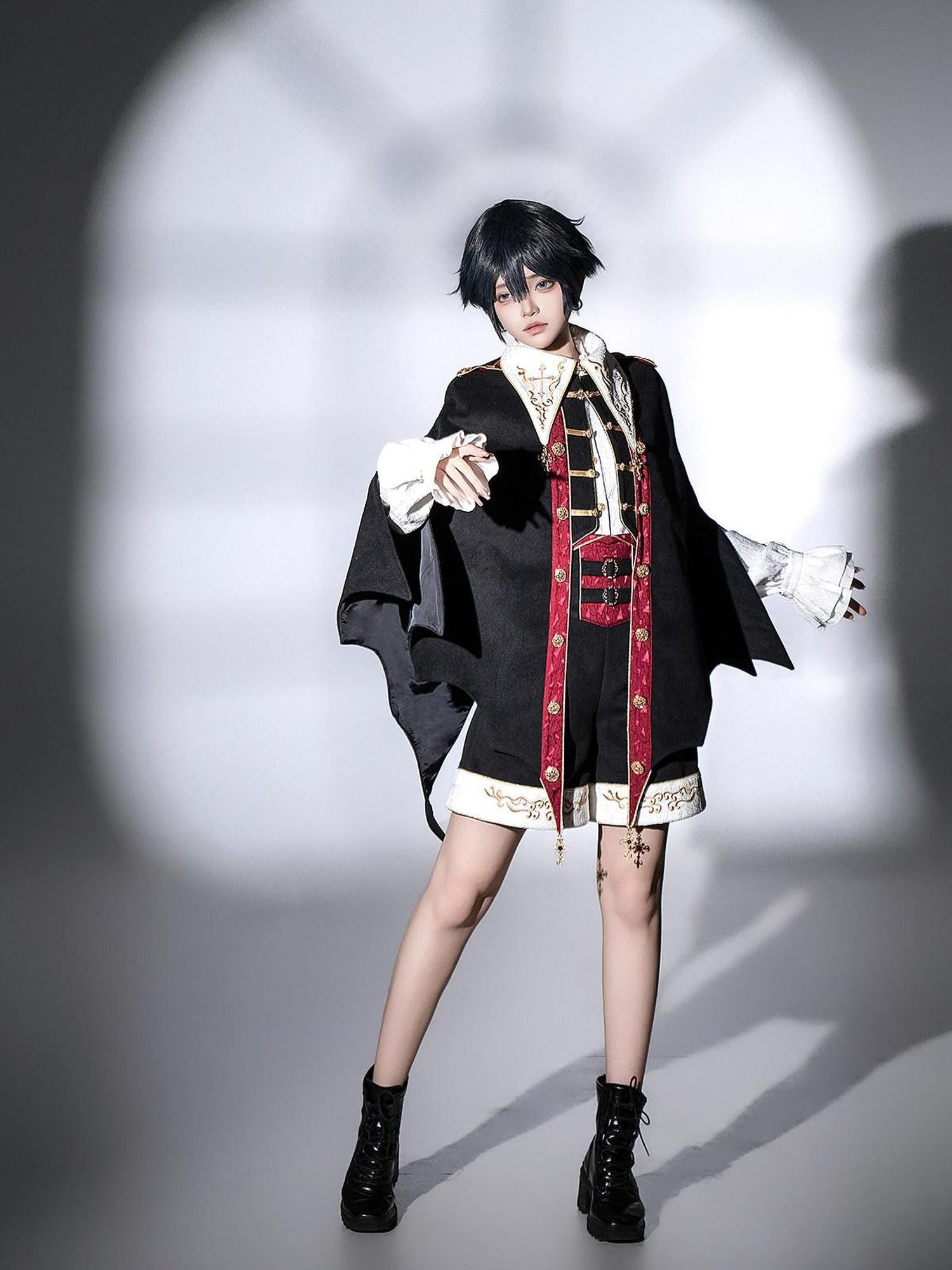 Jing Mu Gothic Lolita Vampire Prince Cape Shirt Shorts Women's Full Coordination Sets
