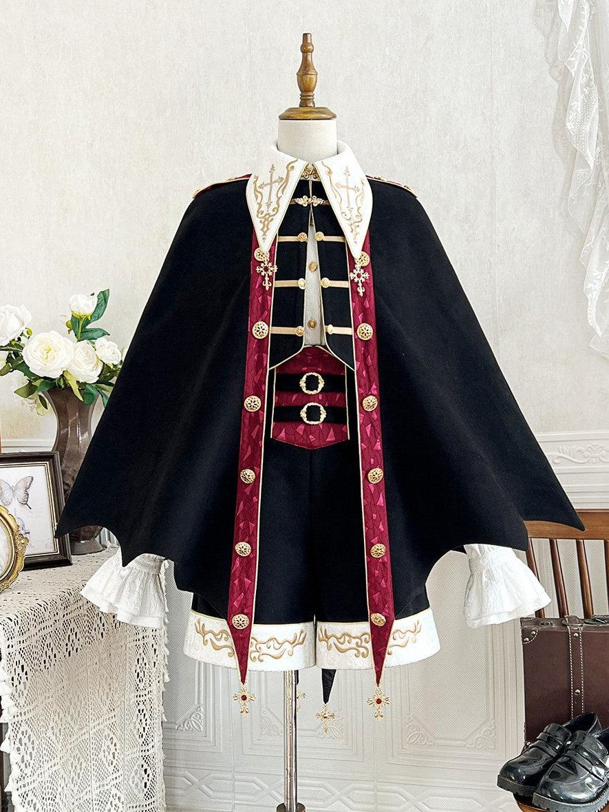 Jing Mu Gothic Lolita Vampire Prince Cape Shirt Shorts Women's Full Coordination Sets