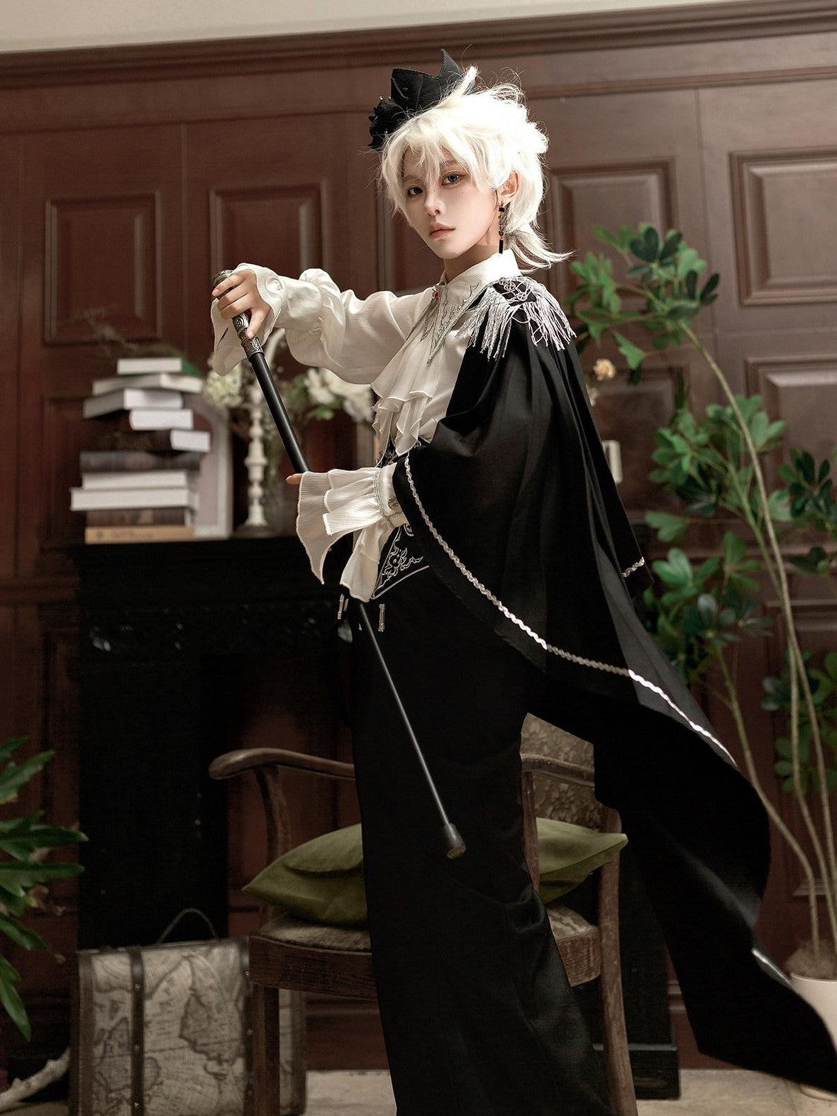 Jing Mu Gothic Prince Lolita Slim High Collar Epaulet Women's Full Coordination Sets