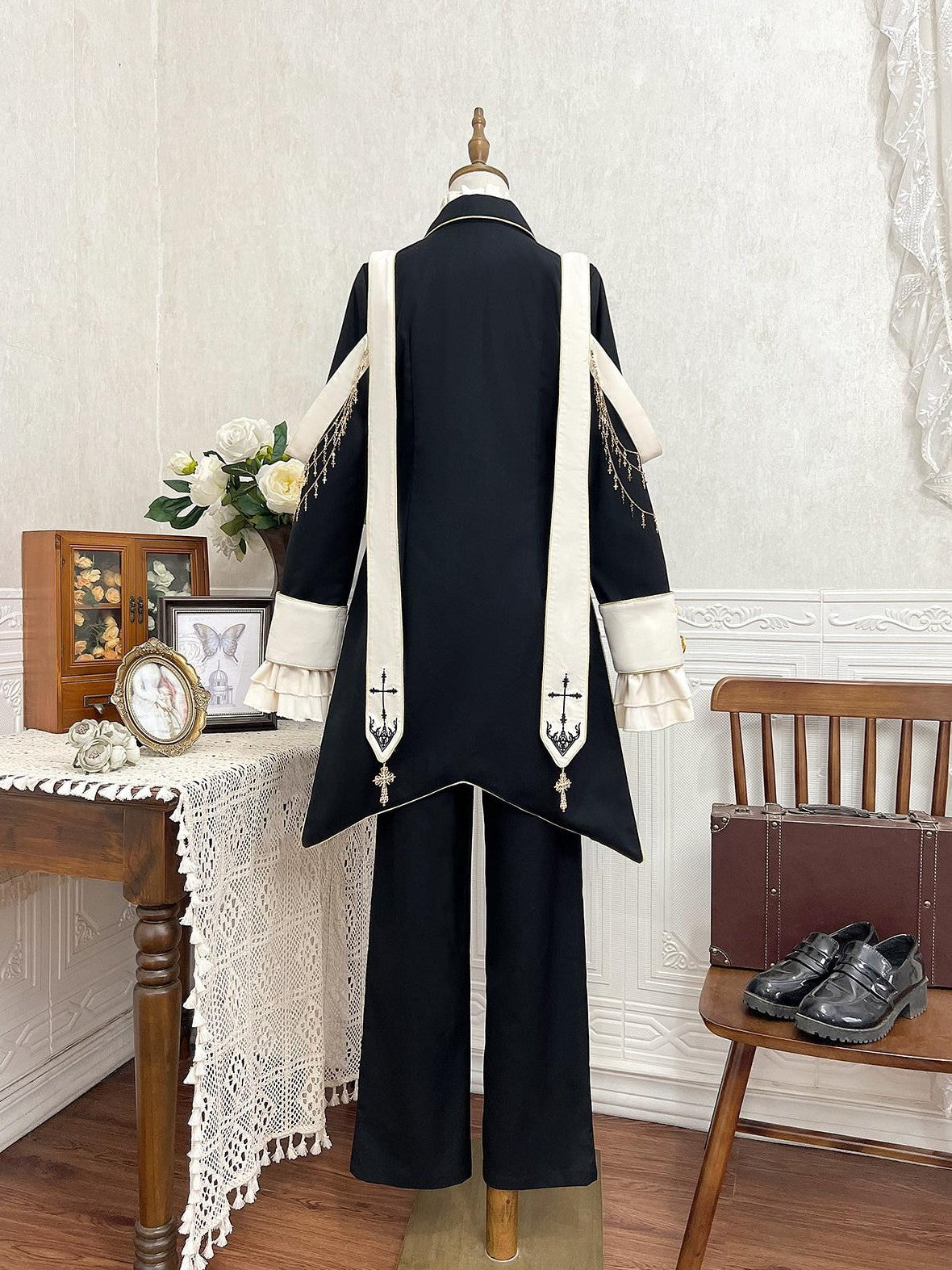 Jing Mu Gothic Prince Lolita Tailcoat Stand Collar Slim Women's Full Coordination Sets