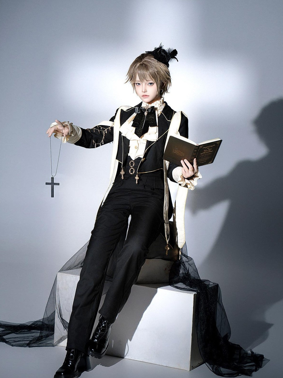 Jing Mu Gothic Prince Lolita Tailcoat Stand Collar Slim Women's Full Coordination Sets