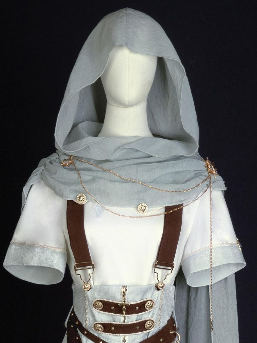 Jing Mu Greek Lolita Prince Shirt Lantern Overalls Cape Women's Full Coordination Sets
