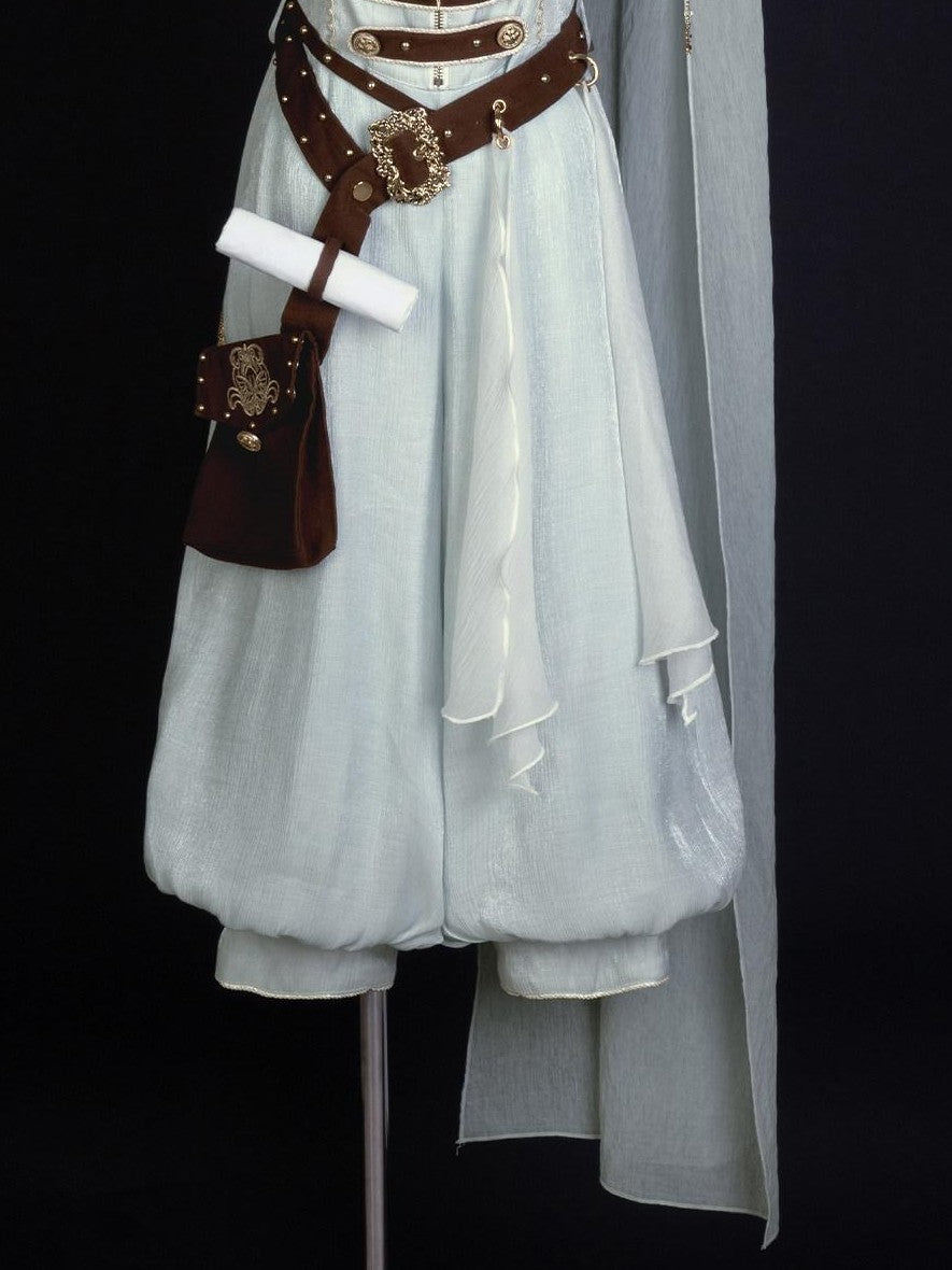 Jing Mu Greek Lolita Prince Shirt Lantern Overalls Cape Women's Full Coordination Sets