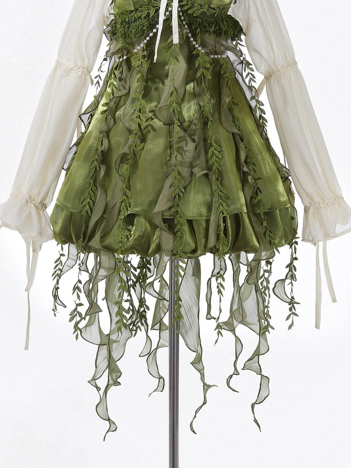 Jing Mu Green Forest Chinese Lolita Square Neck Puff Skirt Slim Women's Jsk Sets