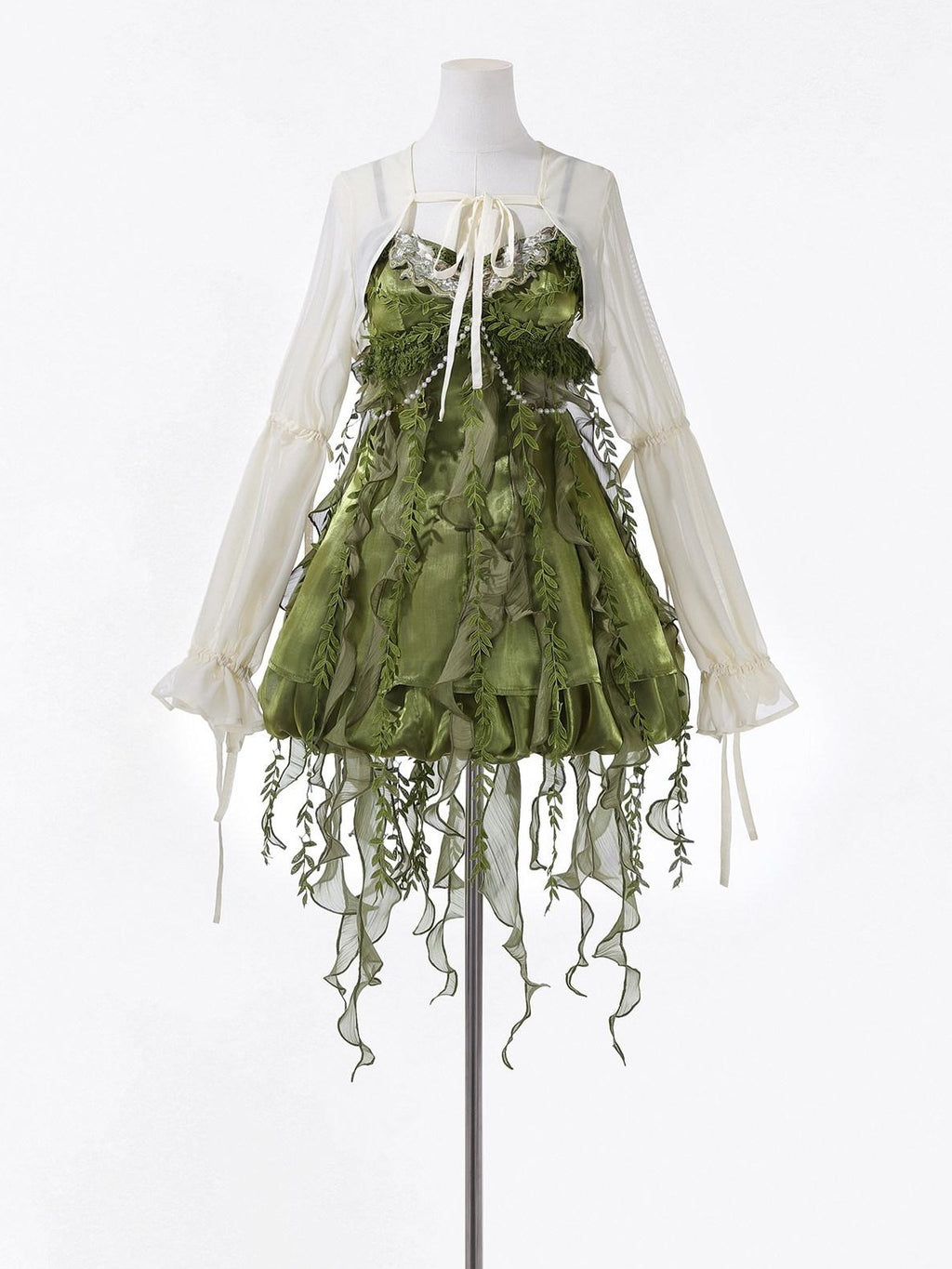Jing Mu Green Forest Chinese Lolita Square Neck Puff Skirt Slim Women's Jsk Sets