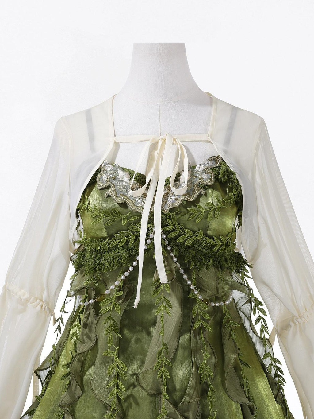 Jing Mu Green Forest Chinese Lolita Square Neck Puff Skirt Slim Women's Jsk Sets