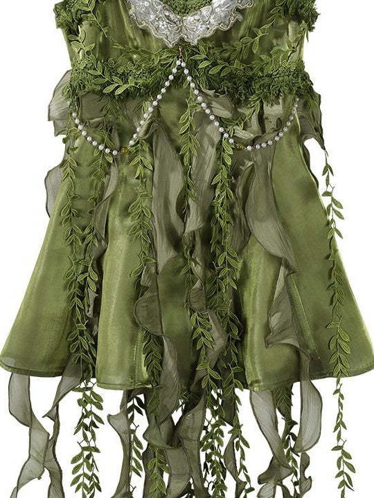 Jing Mu Green Forest Chinese Lolita Square Neck Puff Skirt Slim Women's Jsk Sets