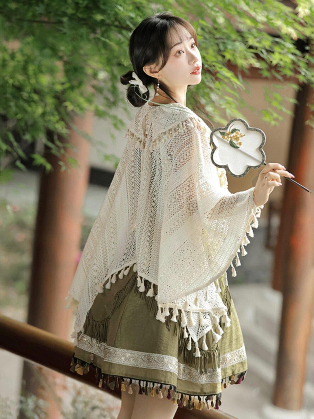 Jing Mu Han Motif Ethnic Shawl Cardigan Lolita Two Piece Women's Jsk / Jumper Skirts