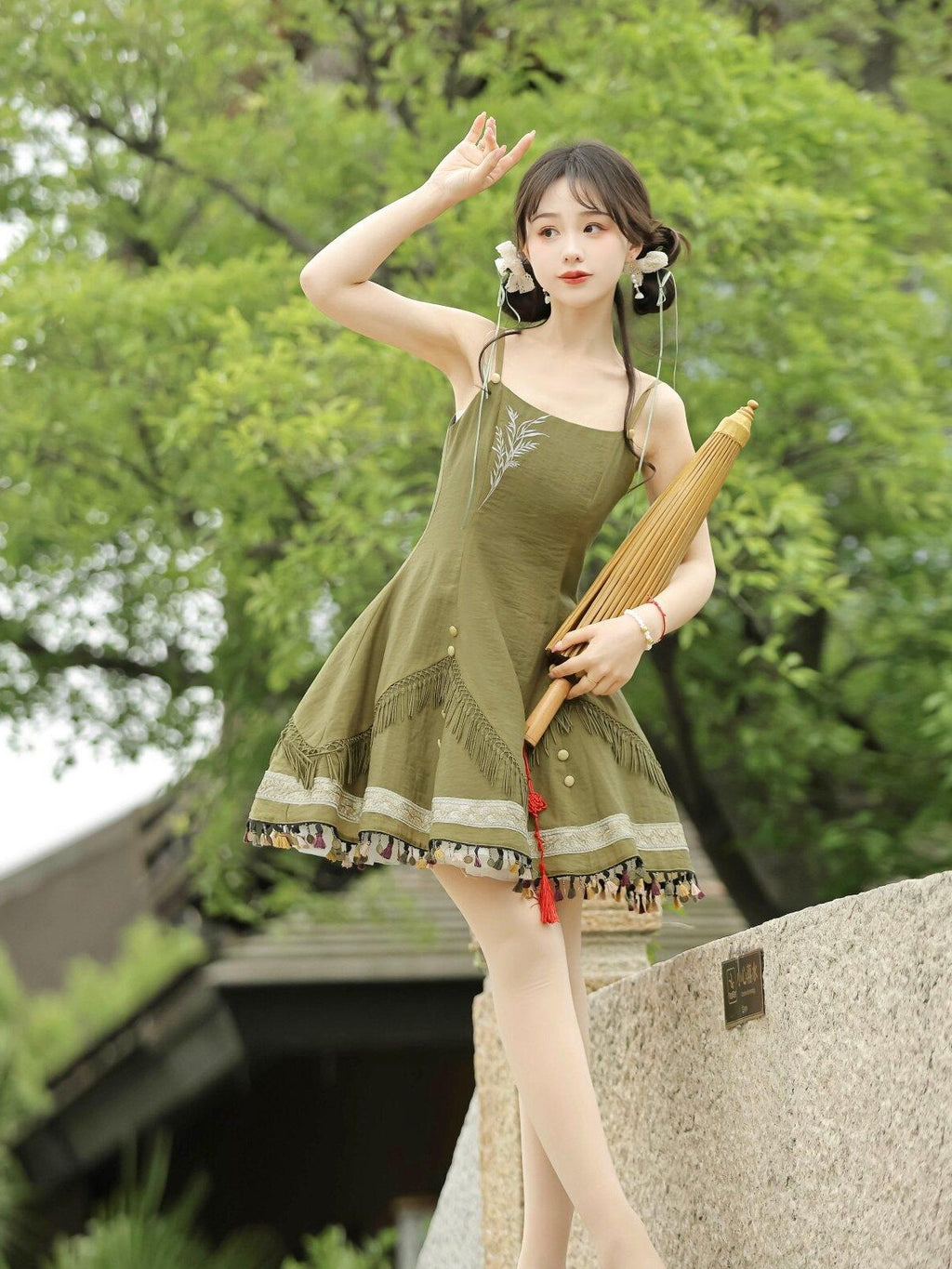 Jing Mu Han Motif Ethnic Shawl Cardigan Lolita Two Piece Women's Jsk / Jumper Skirts