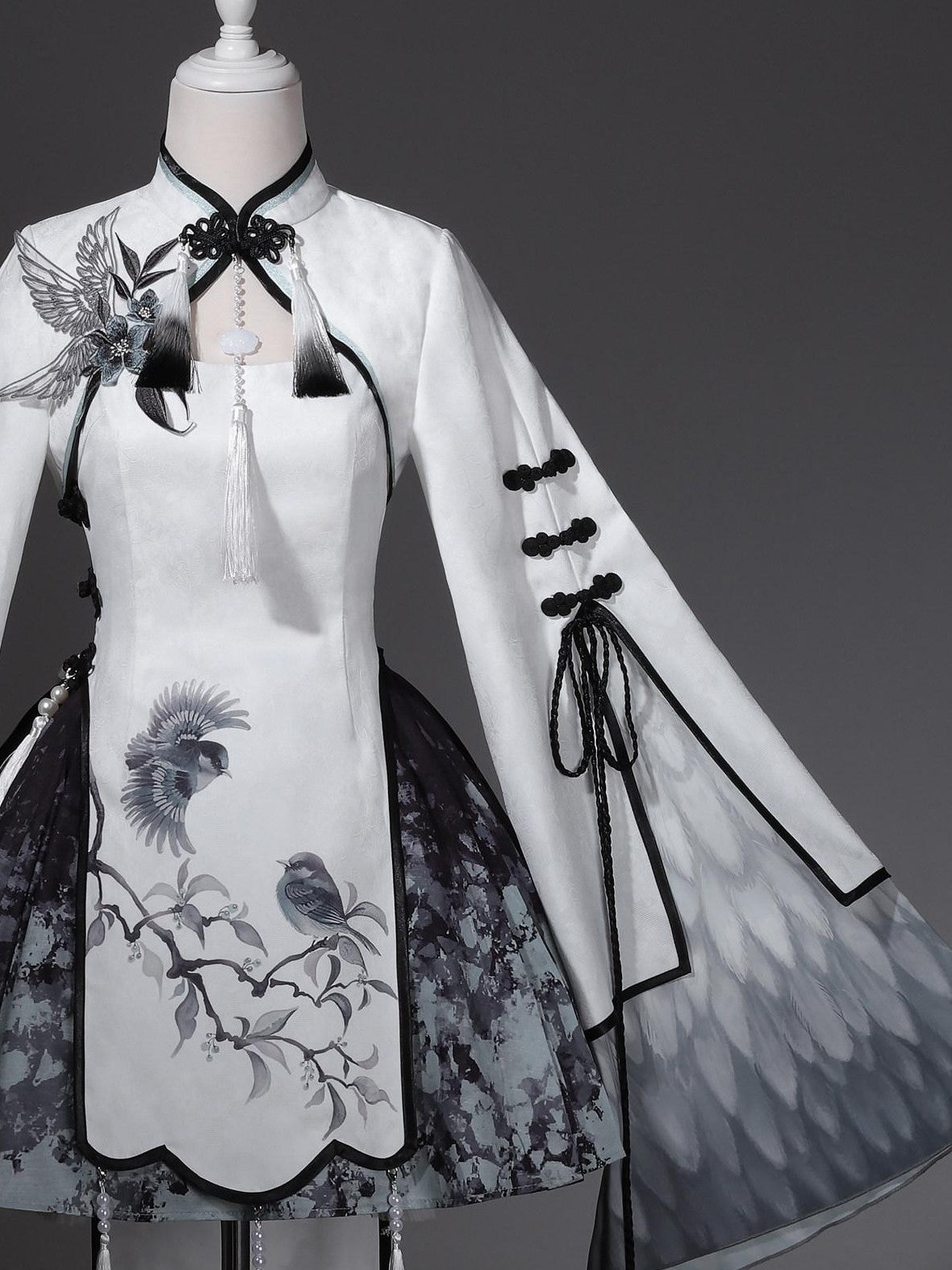 Jing Mu Hanfu Lolita Stand Collar Youth Slim Fit Women's Umbrella Skirt Sets