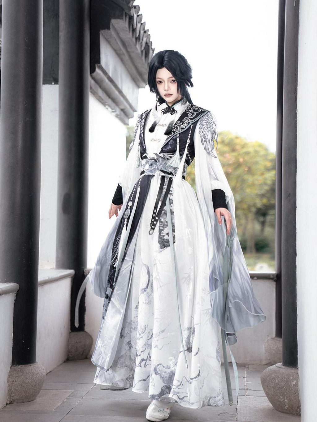 Jing Mu Hanfu Lolita Stand Collar Youth Slim Fit Women's Umbrella Skirt Sets
