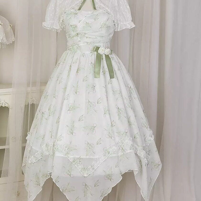 Jing_Mu_Lily_Print_High_Waist_A_Line_Two_Piece_Women's_Chiffon_Jsk_/_Jumper_Skirts_730753086068_MISSTT