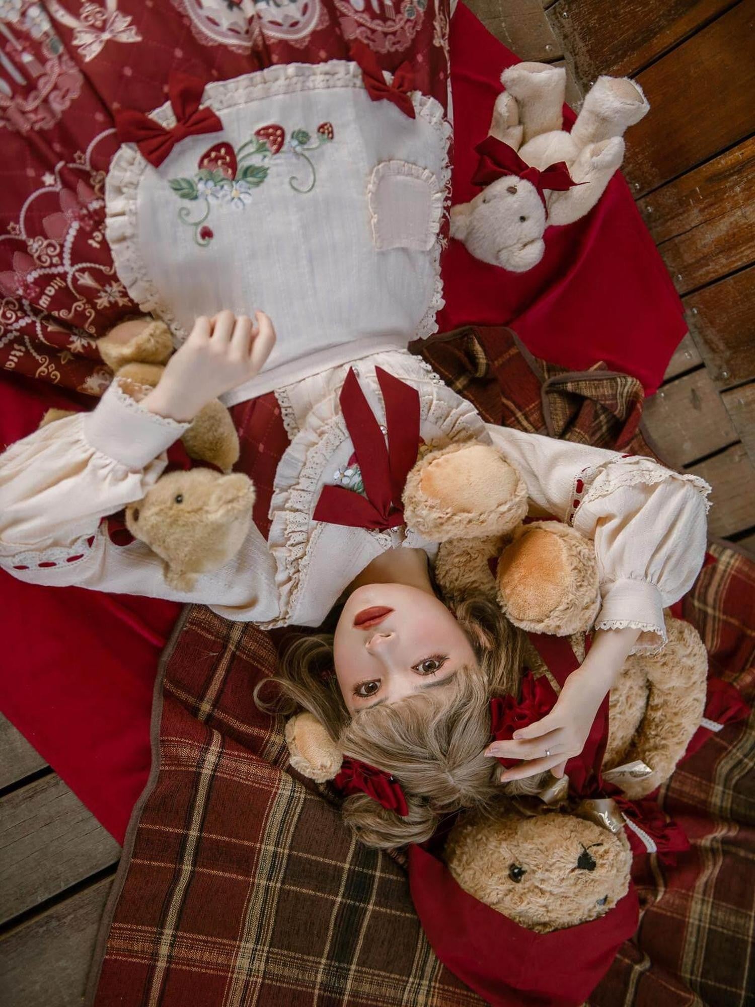 Jing Mu Little Red Riding Hood Lolita Cloak Long Sleeve Red Women's Op Sets