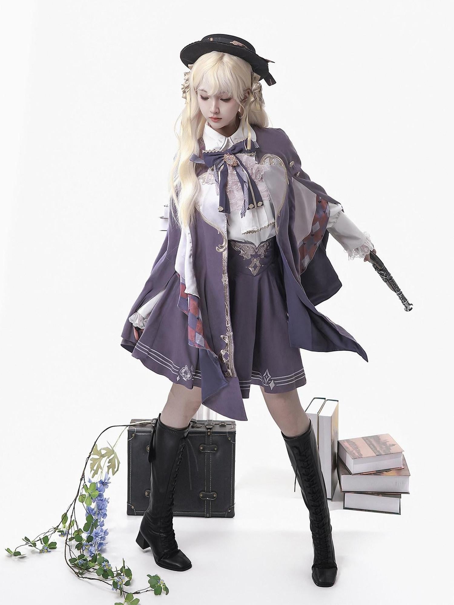 Jing Mu Lolita Carnival Magician Prince Cape A Line Lapel Women's Skirt Sets