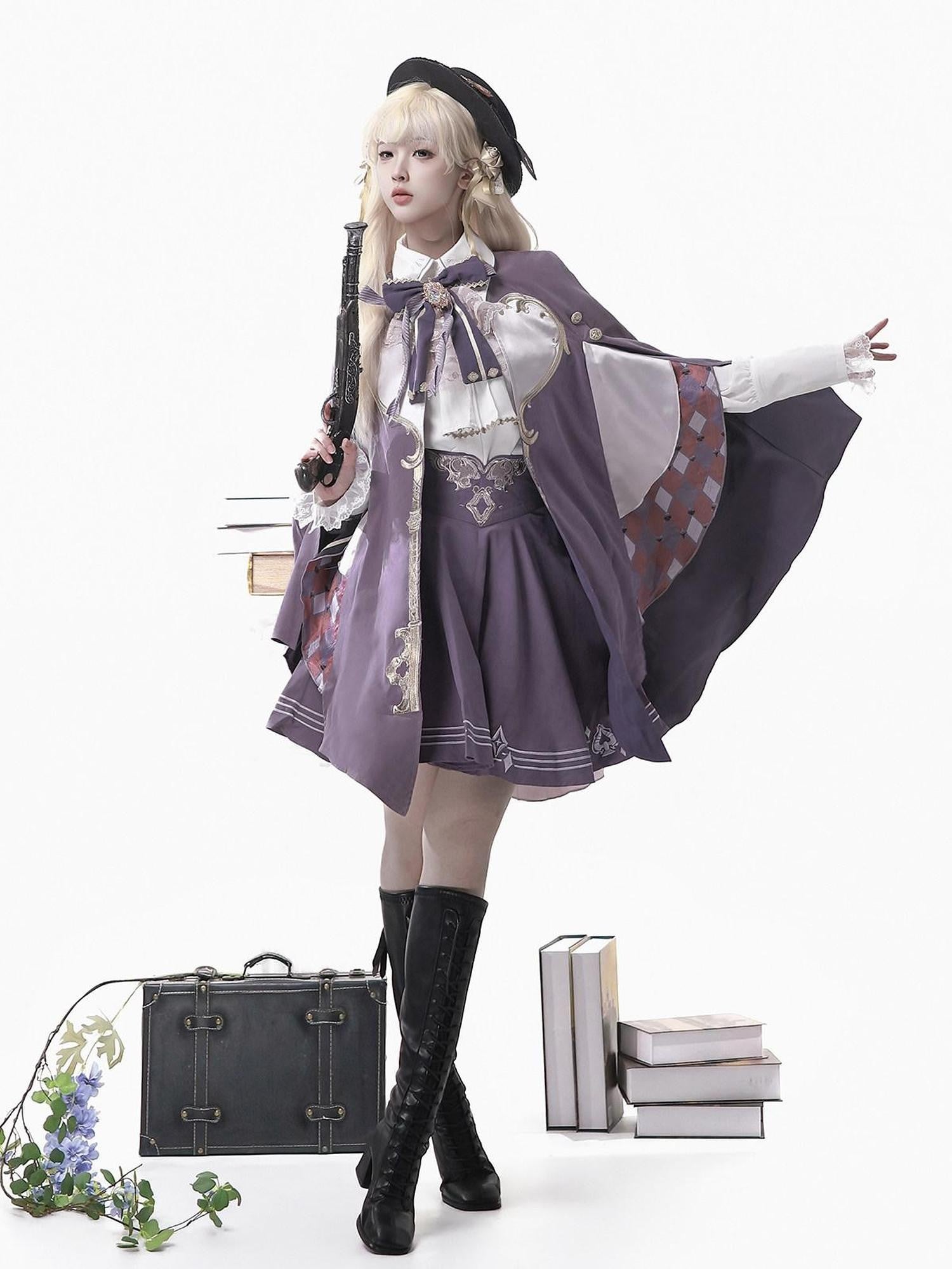 Jing Mu Lolita Carnival Magician Prince Cape A Line Lapel Women's Skirt Sets