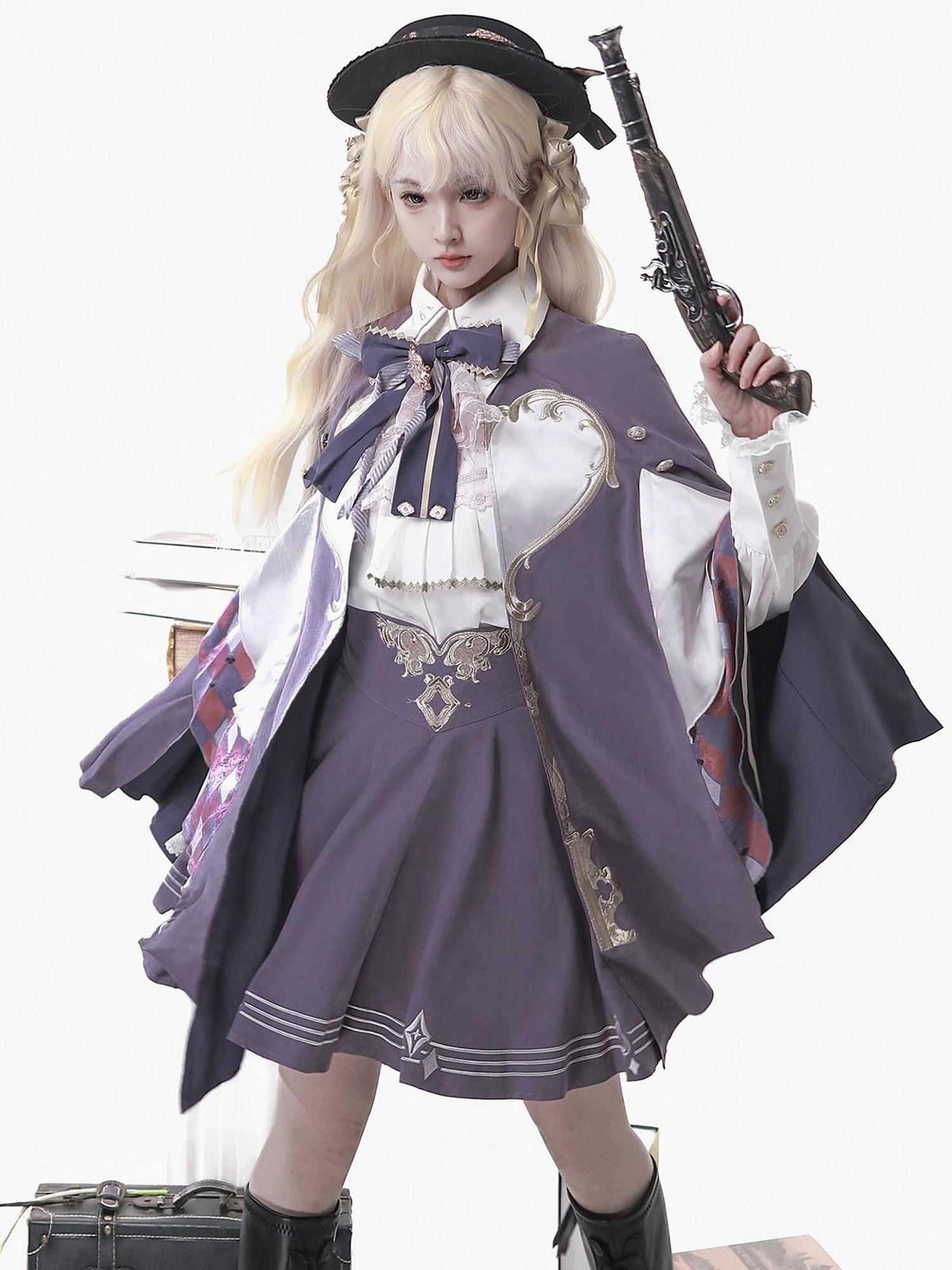 Jing Mu Lolita Carnival Magician Prince Cape A Line Lapel Women's Skirt Sets
