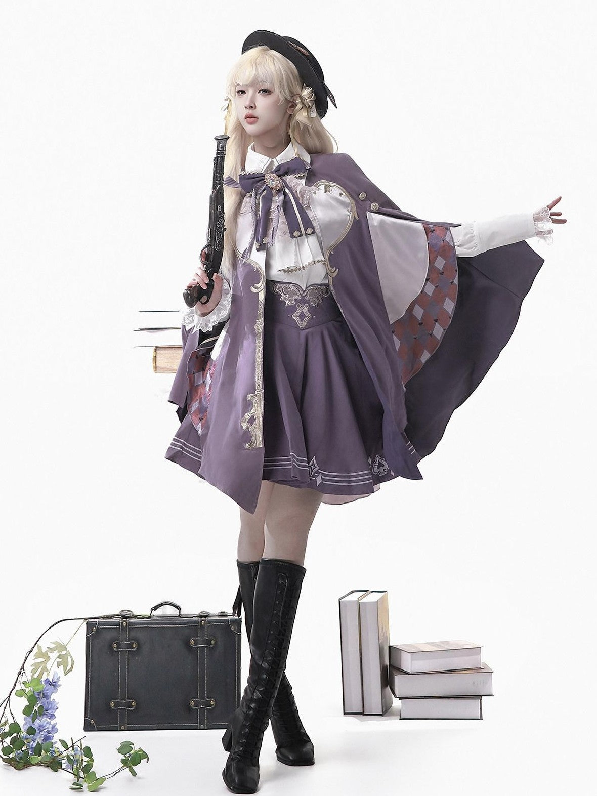 Jing Mu Lolita Carnival Magician Prince Cape A Line Lapel Women's Skirt Sets