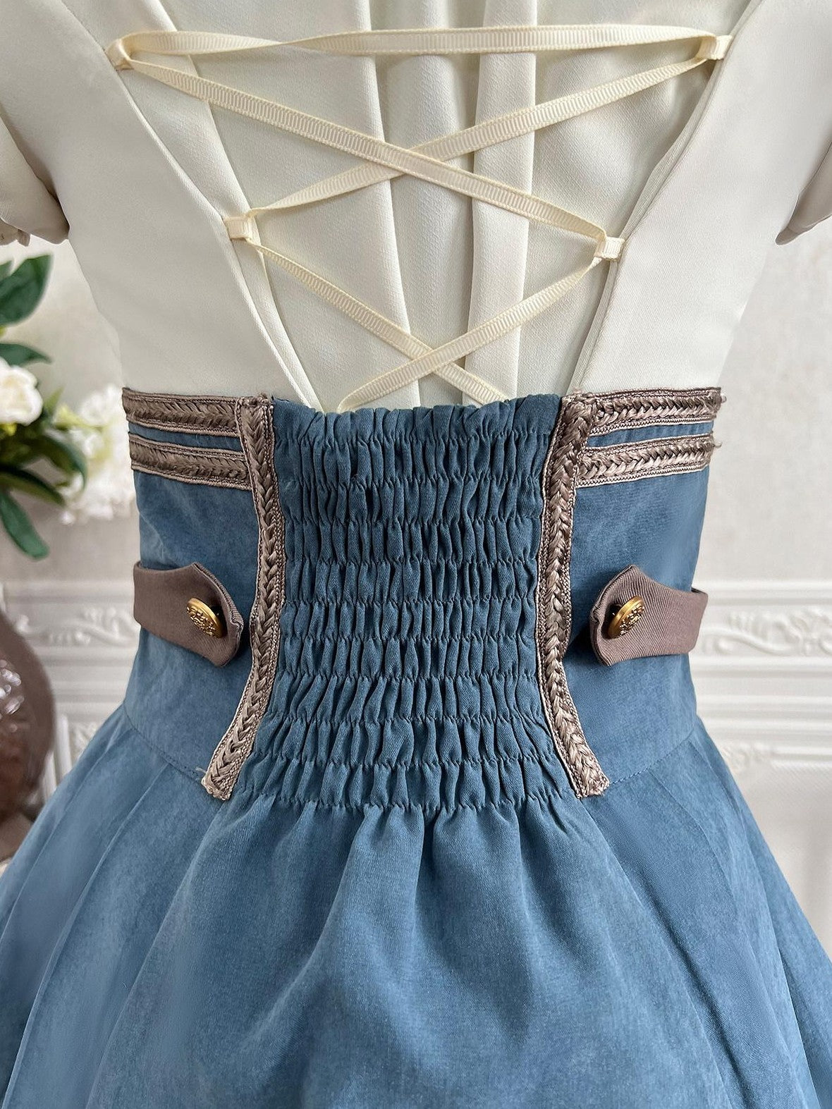 Jing Mu Lolita Conductor British Stand Collar Waist Cincher Women's Skirt Sets