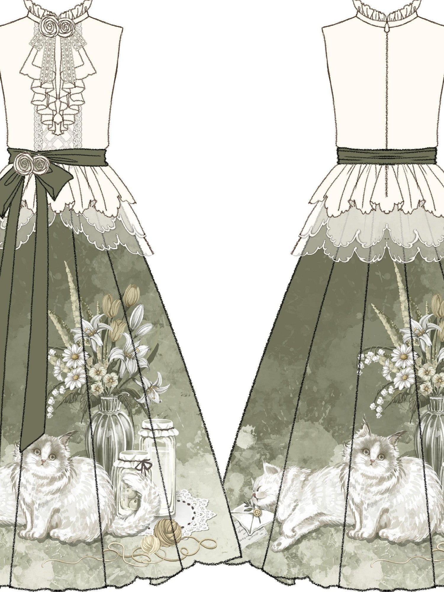 Jing Mu Lolita Cottagecore Elegant Cla Style Shirt And Long Skirt Women's Skirt Sets