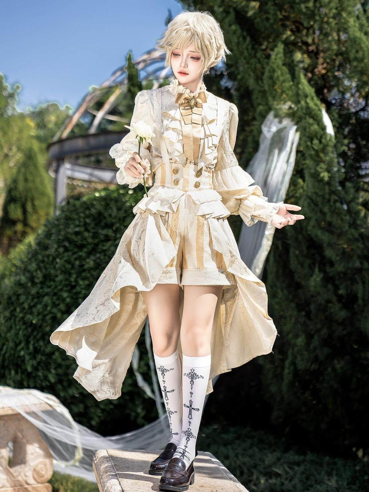 Jing Mu Lolita Court Prince Stand Collar Suspender Skirt Women's Full Coordination Sets