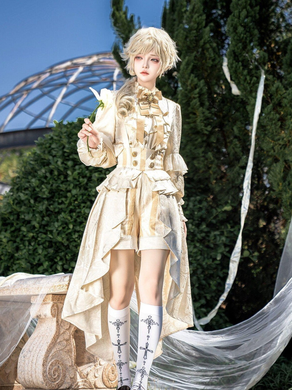 Jing Mu Lolita Court Prince Stand Collar Suspender Skirt Women's Full Coordination Sets