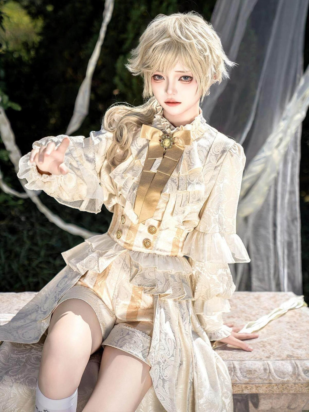 Jing Mu Lolita Court Prince Stand Collar Suspender Skirt Women's Full Coordination Sets