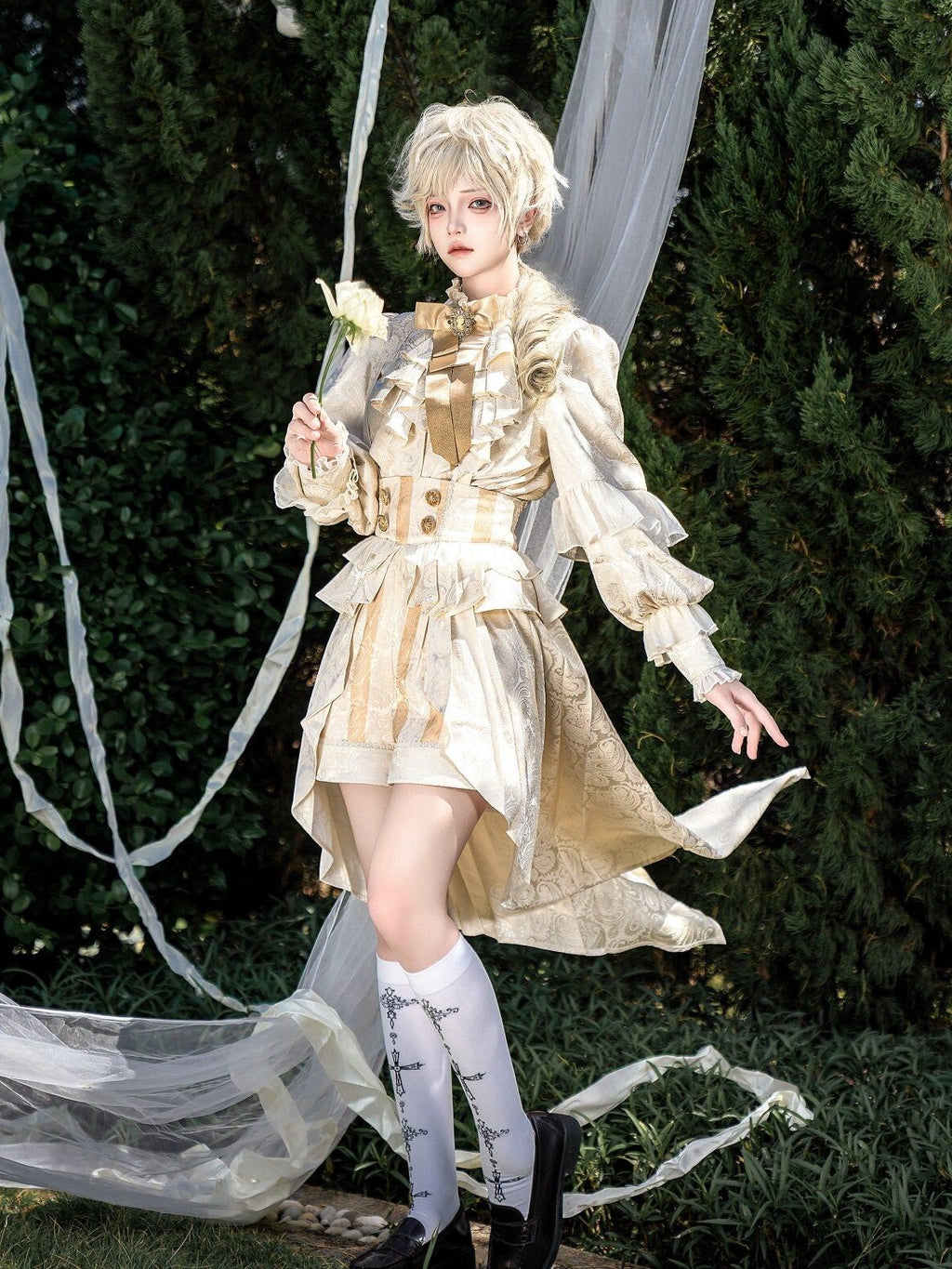 Jing Mu Lolita Court Prince Stand Collar Suspender Skirt Women's Full Coordination Sets