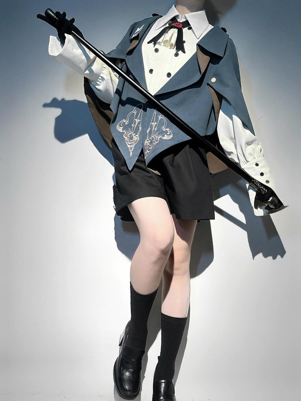 Jing Mu Lolita Detective Prince Shirt Shorts Vest Cape Women's Full Coordination Sets