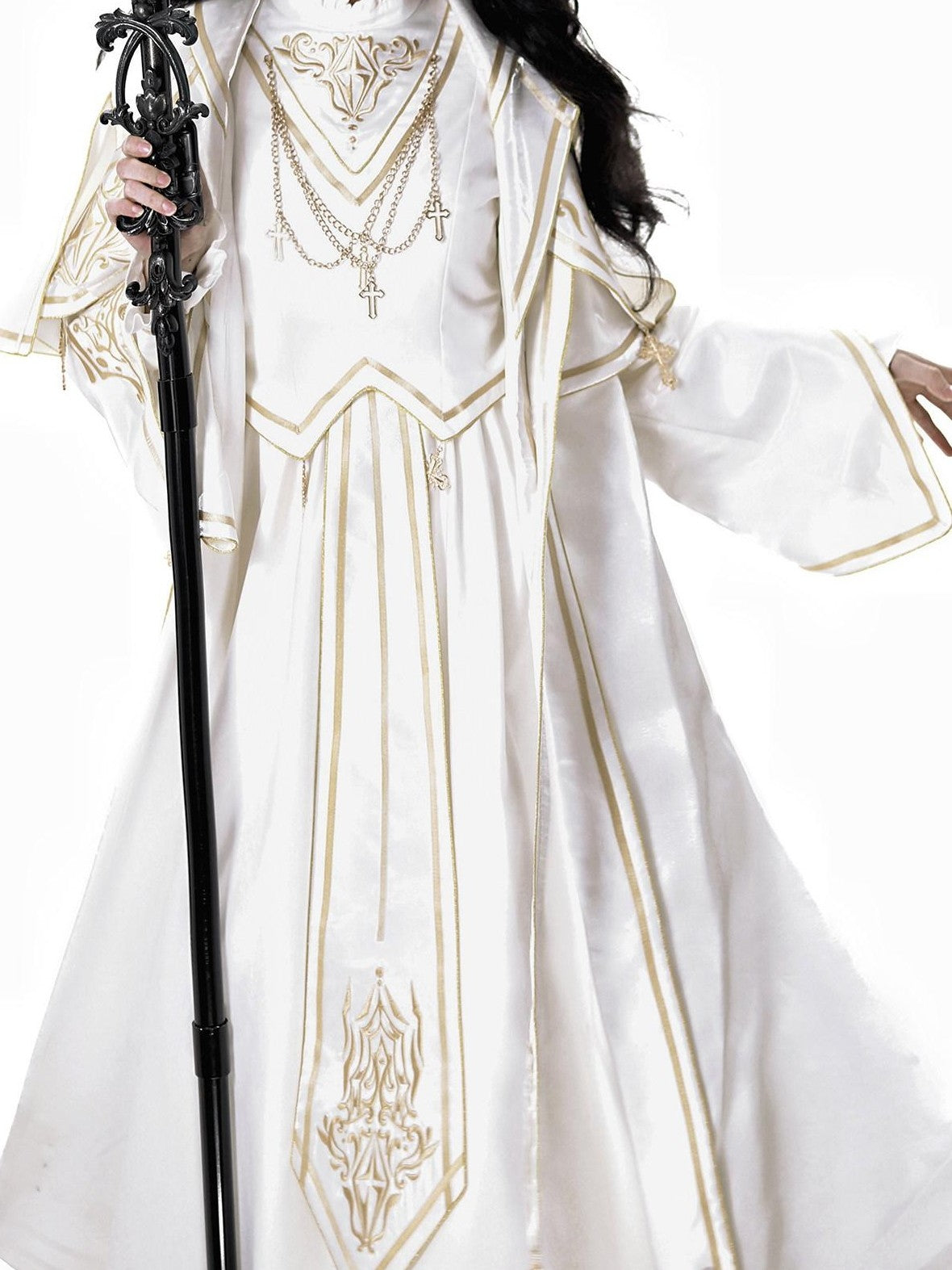 Jing Mu Lolita Gothic Greek Goddess Cloak Stand Collar Slim Women's Long Sleeve Op