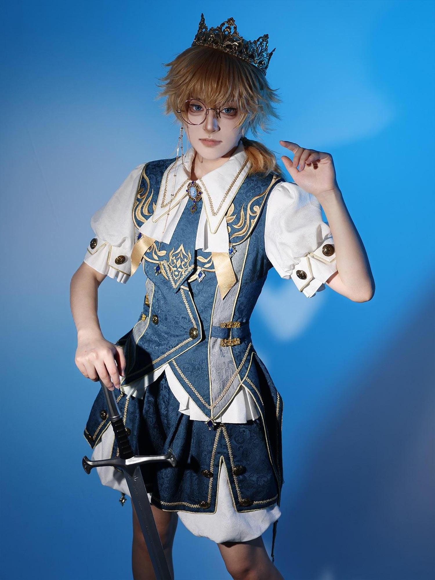 Jing Mu Lolita Prince Noble Shirt Vest Shorts Women's Slim Fit Full Coordination Sets