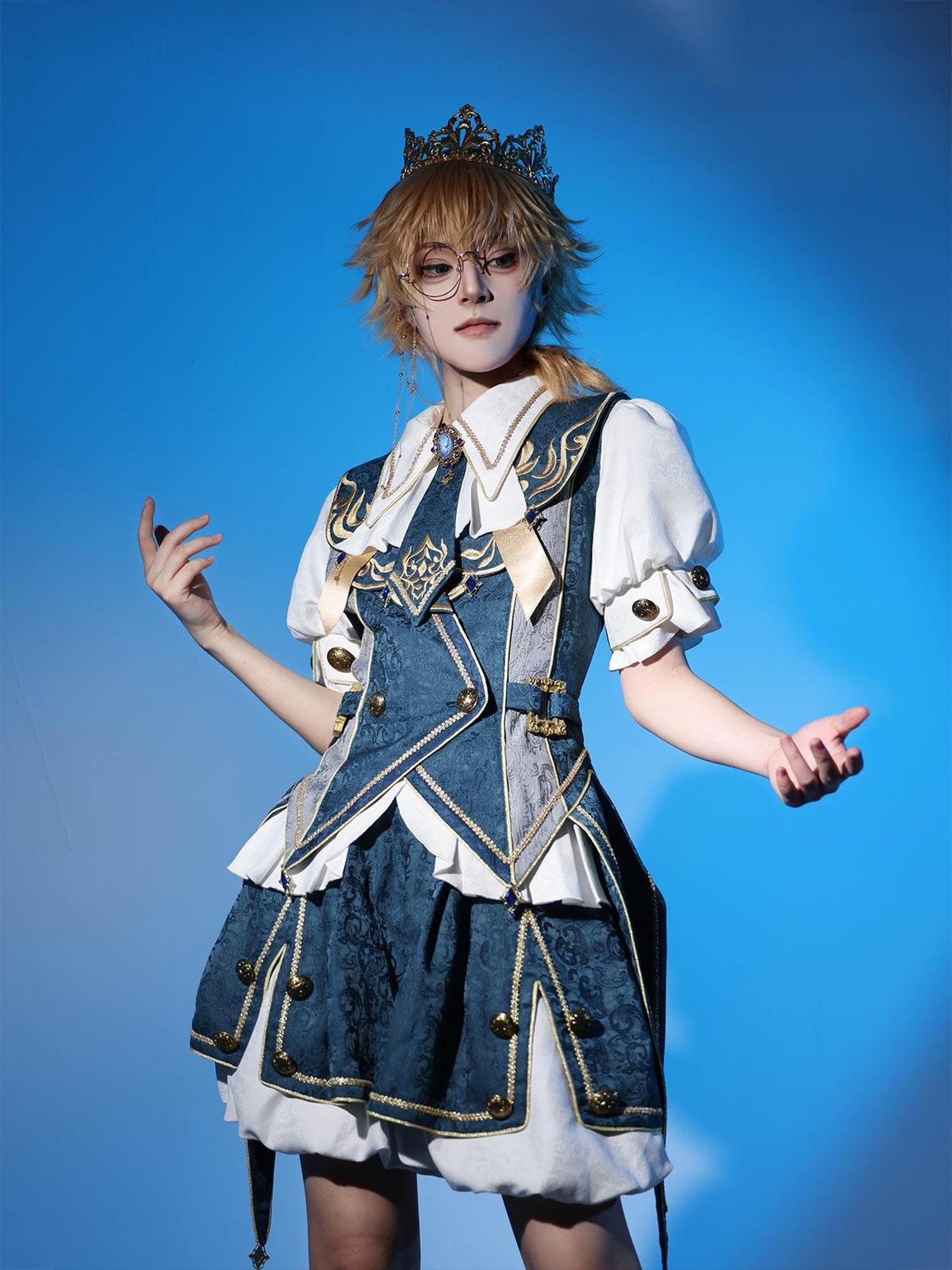Jing Mu Lolita Prince Noble Shirt Vest Shorts Women's Slim Fit Full Coordination Sets