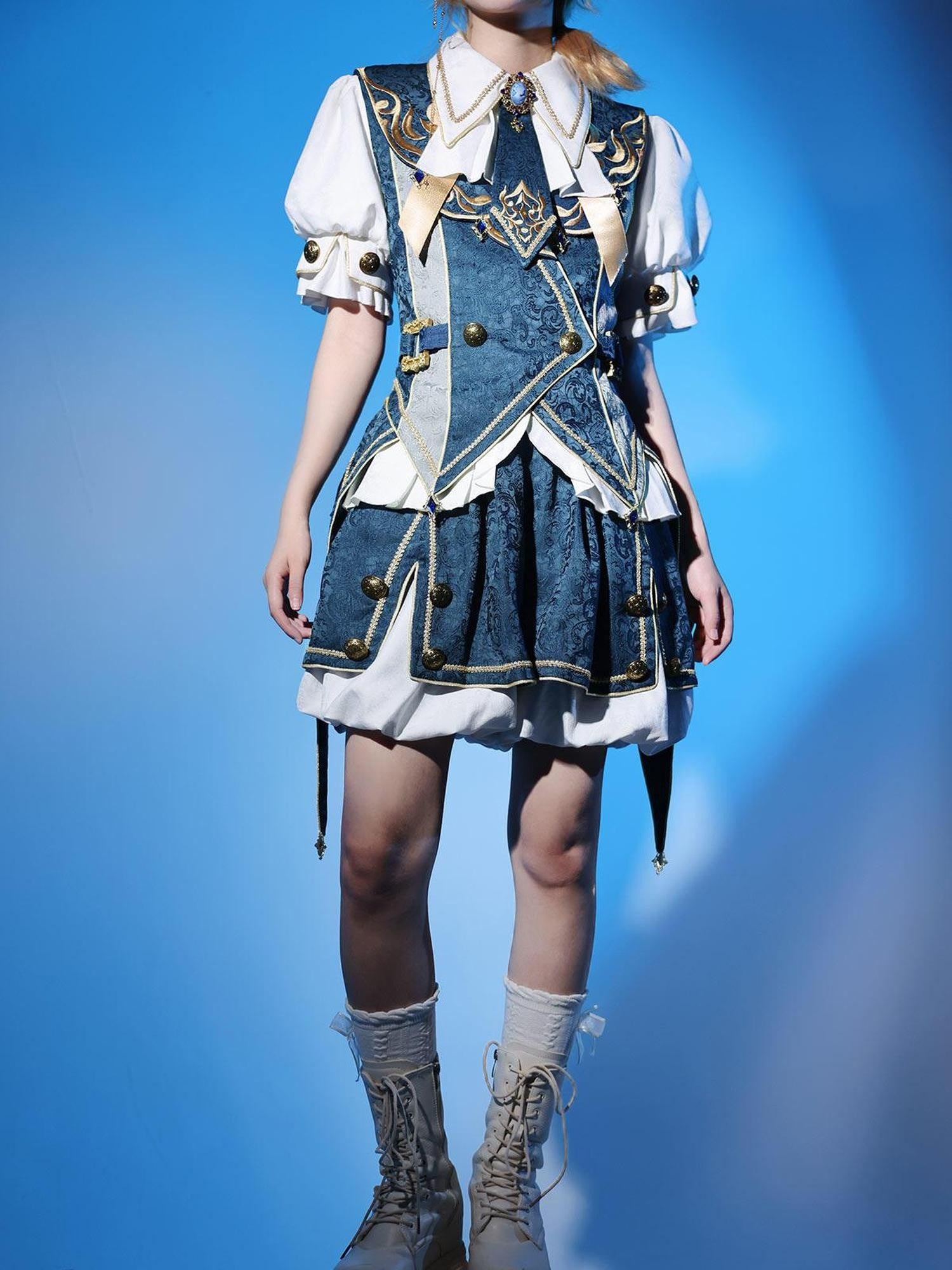 Jing Mu Lolita Prince Noble Shirt Vest Shorts Women's Slim Fit Full Coordination Sets