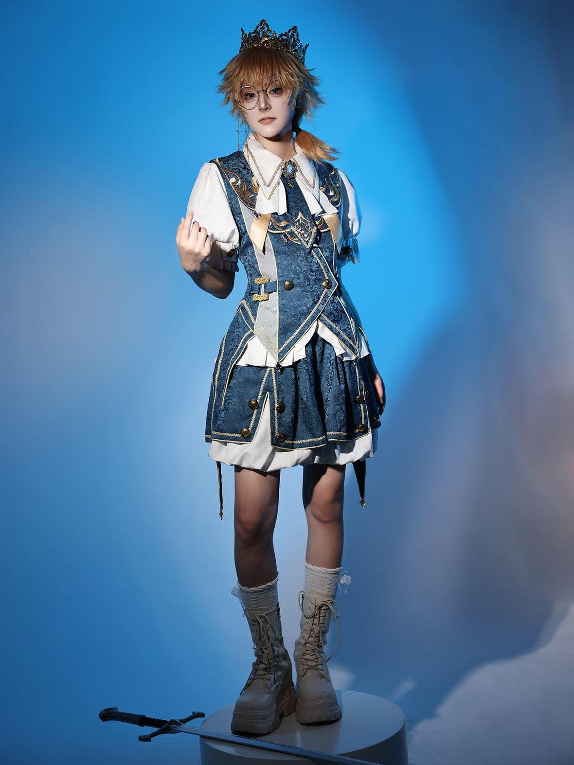 Jing Mu Lolita Prince Noble Shirt Vest Shorts Women's Slim Fit Full Coordination Sets