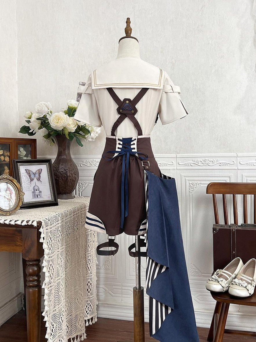 Jing Mu Lolita Steampunk Mechanical Inventor Boyish Prince Women's Short Salopettes