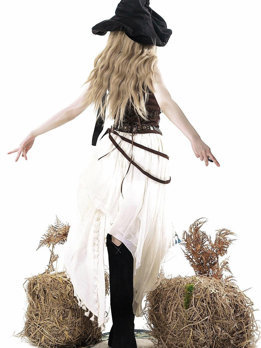 Jing Mu Lolita Wasteland Western Strappy High Waist Women's Skirt Sets