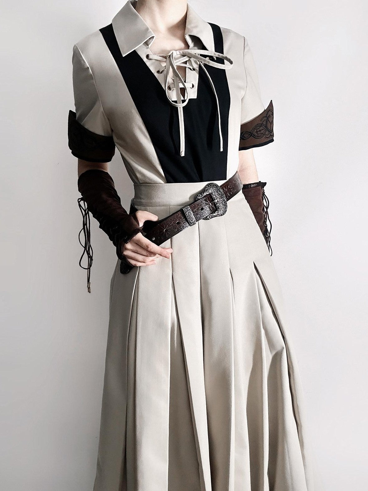 Jing Mu Medieval Asymmetric Slim Fit Shirt Collar Women's Full Coordination Sets