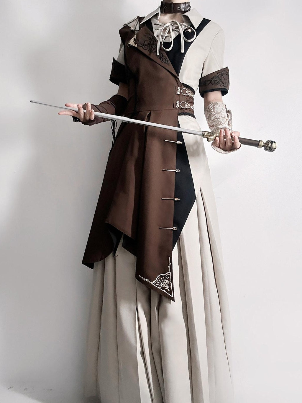 Jing Mu Medieval Asymmetric Slim Fit Shirt Collar Women's Full Coordination Sets