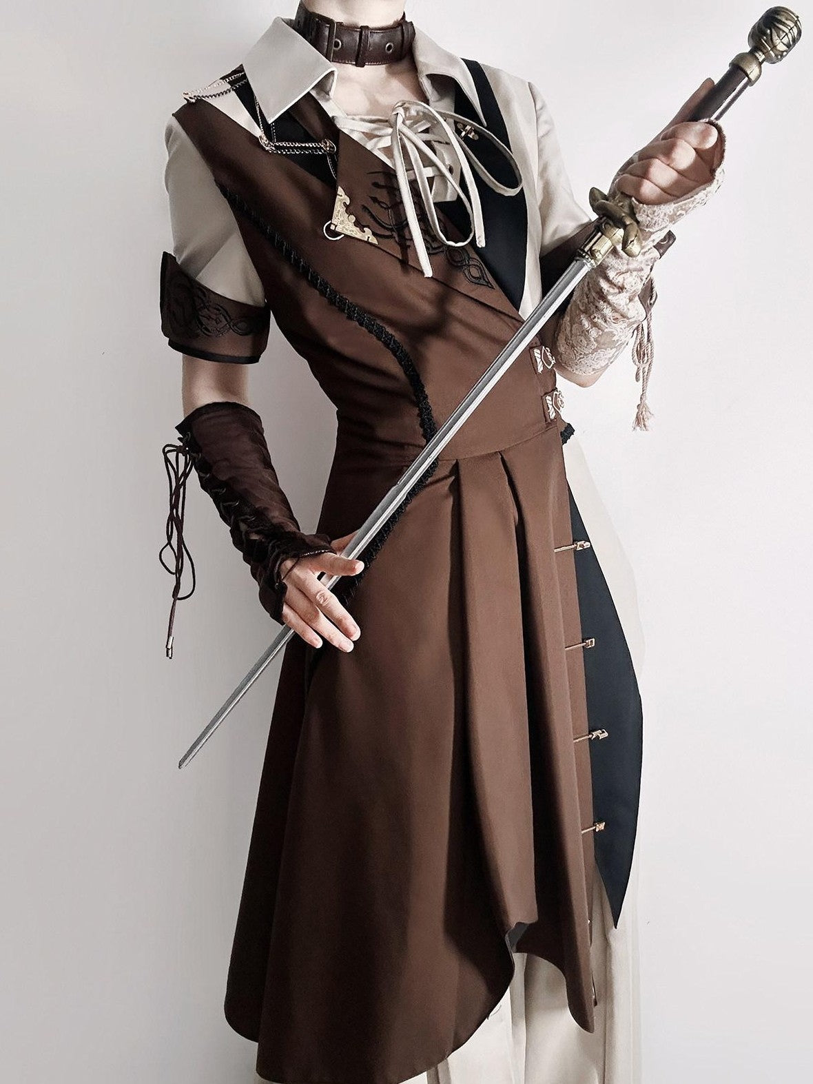 Jing Mu Medieval Asymmetric Slim Fit Shirt Collar Women's Full Coordination Sets