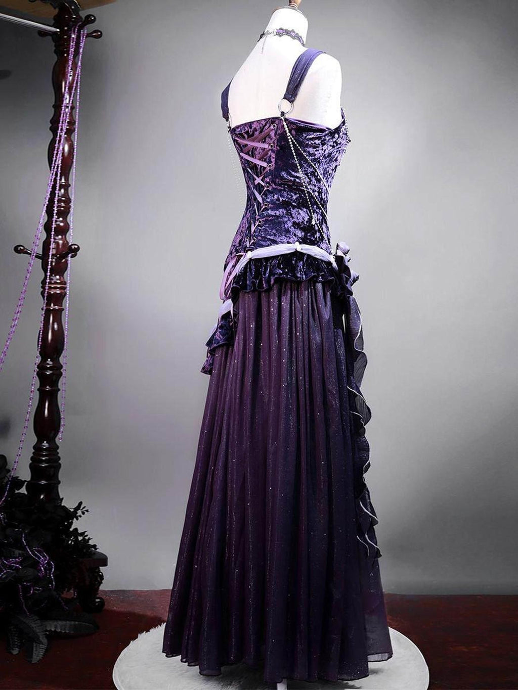 Jing Mu Mermaid Fish Tail Spaghetti Strap Women's Purple Jsk / Jumper Skirts