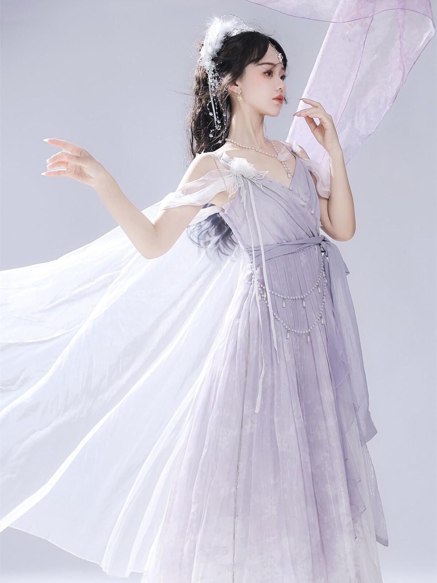Jing Mu Mist Flowy Hanfu Strappy Women's Polyester Jsk / Jumper Skirts