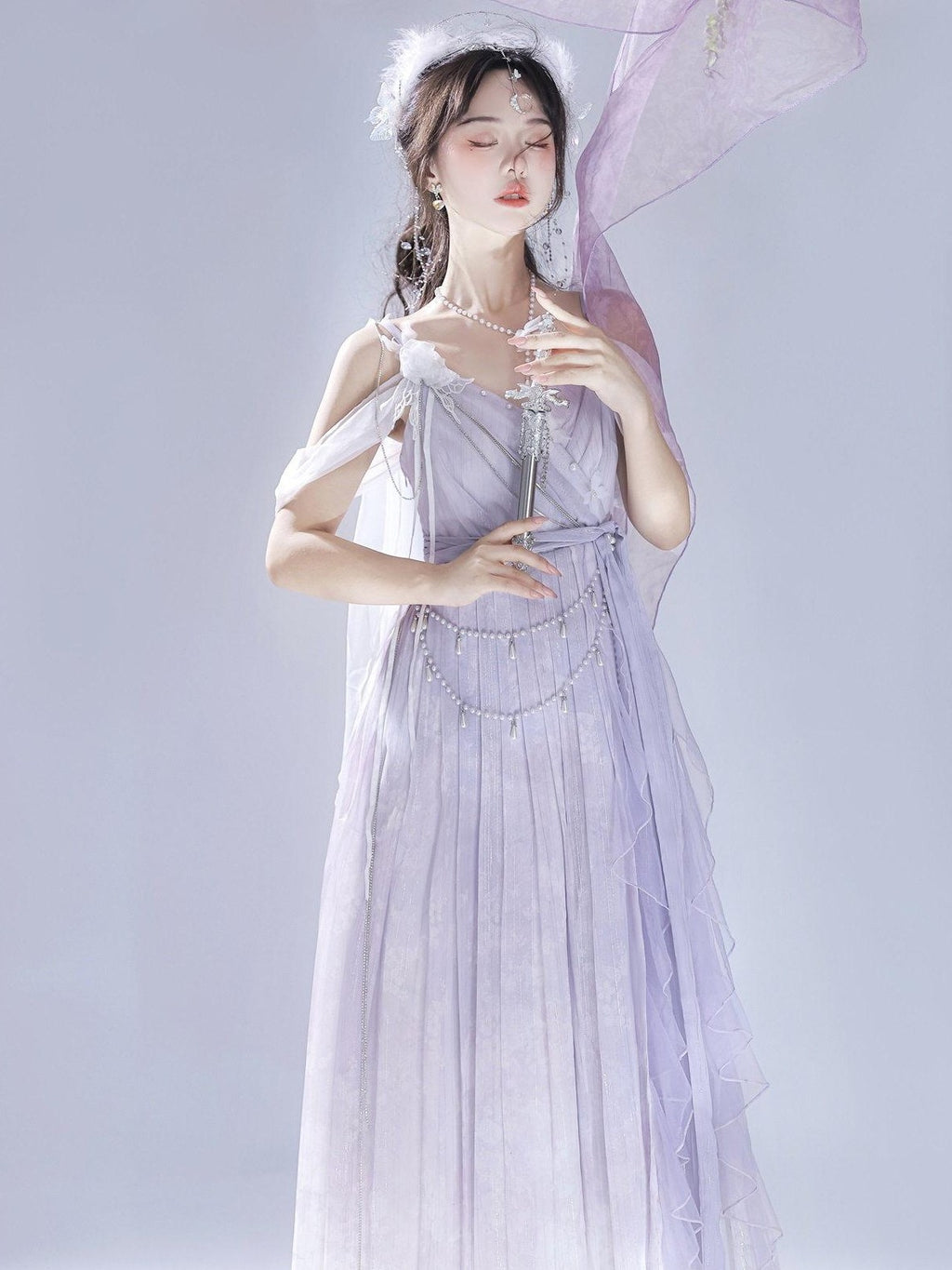 Jing Mu Mist Flowy Hanfu Strappy Women's Polyester Jsk / Jumper Skirts