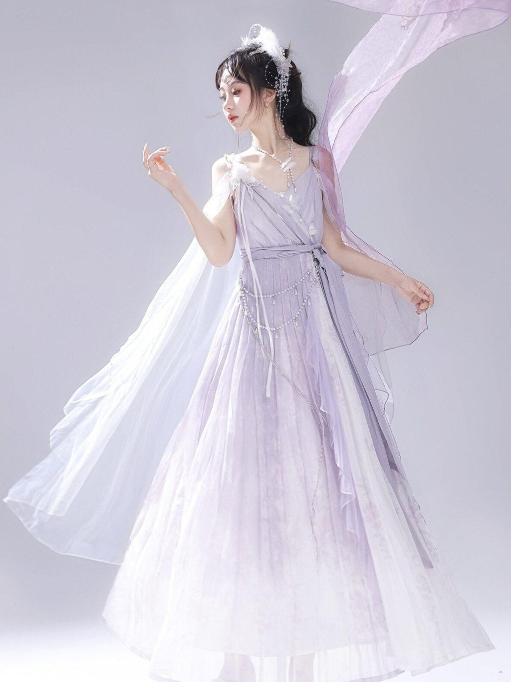 Jing Mu Mist Flowy Hanfu Strappy Women's Polyester Jsk / Jumper Skirts