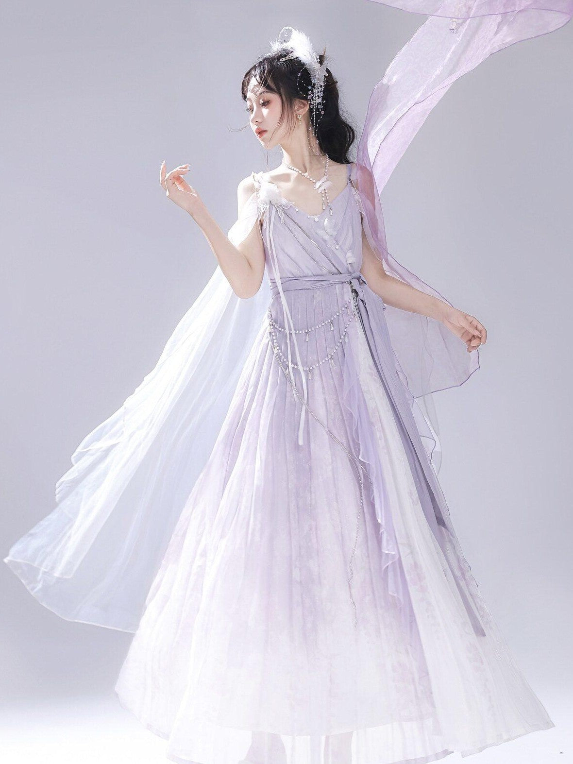 Jing Mu Mist Flowy Hanfu Strappy Women's Polyester Jsk / Jumper Skirts