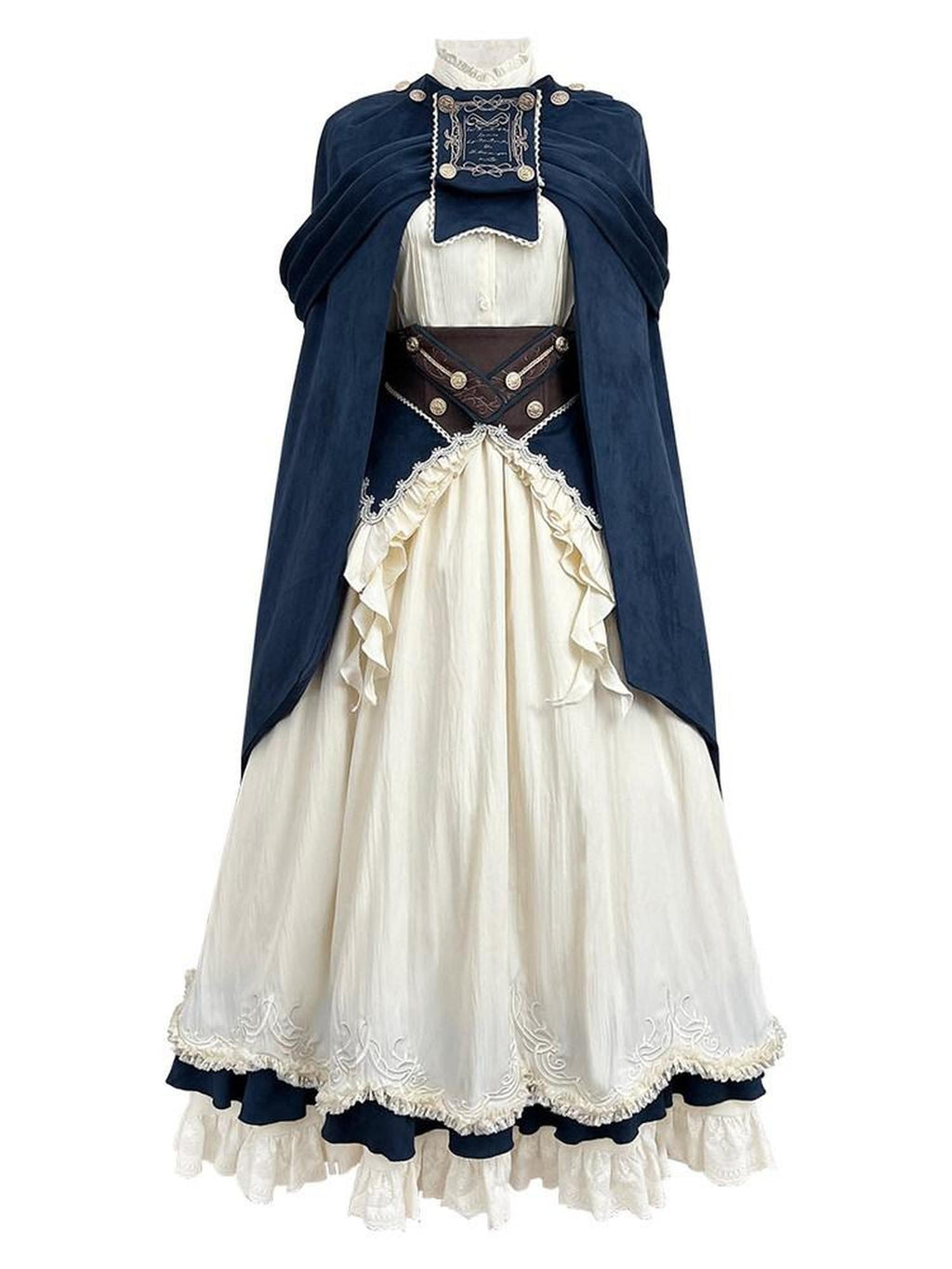 Jing Mu Morning Mist Coast Lolita Cloak Stand Collar Blouse Umbrella Women's Skirt Sets