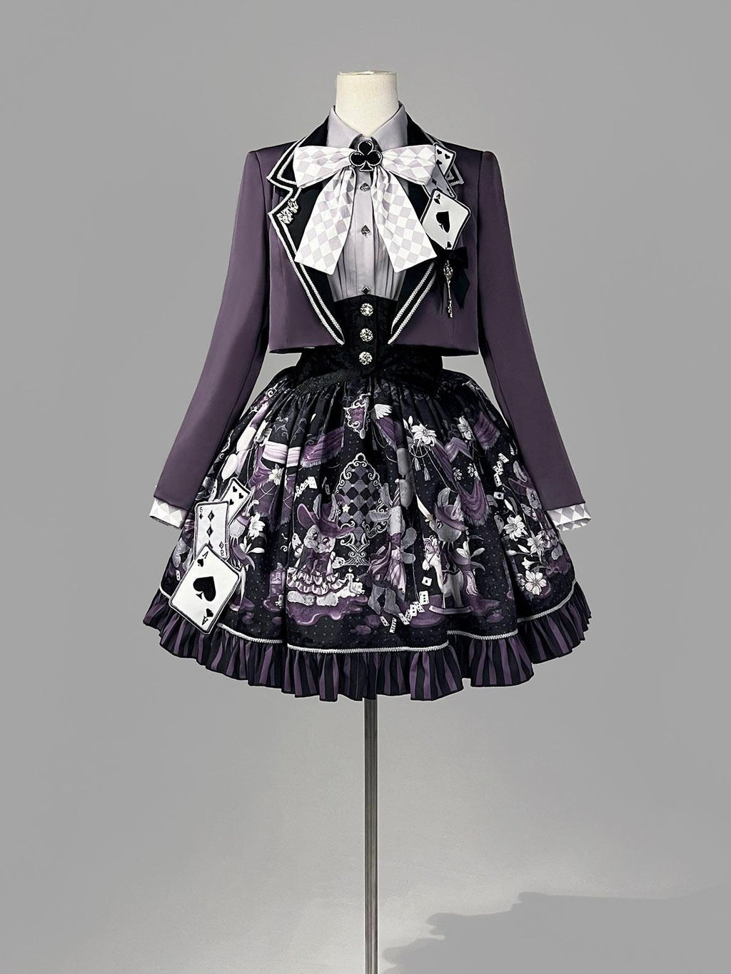 Jing Mu Purple Magic Circus Print Lolita Puff Jsk Blazer Shirt Women's Skirt Sets
