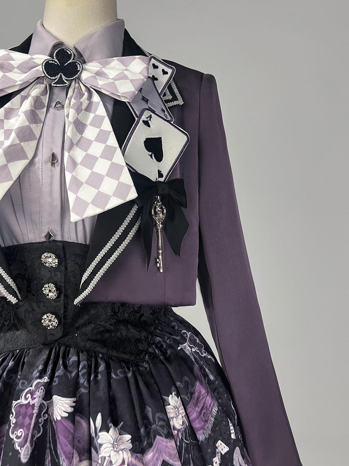 Jing Mu Purple Magic Circus Print Lolita Puff Jsk Blazer Shirt Women's Skirt Sets